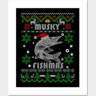 Angler Fishmas Musky Fishing Ugly Christmas Posters and Art